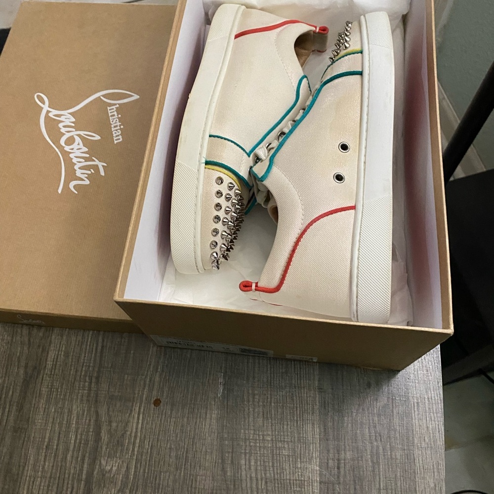 Christian Louboutin Cream Sneakers with Studded Accents